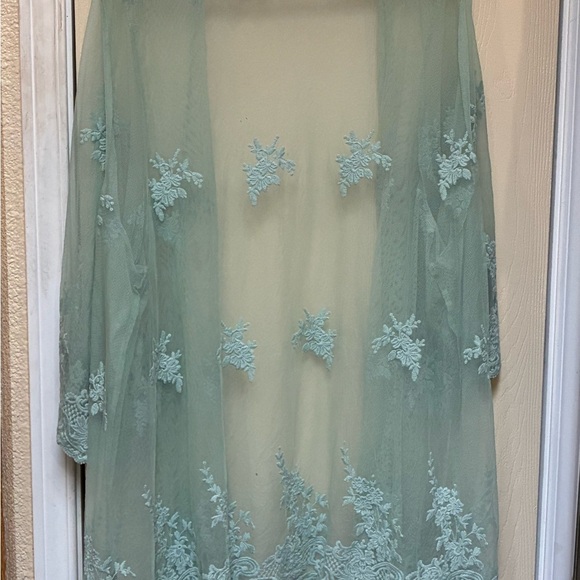 New Torrid Sheer Lace Kimono in Soft Green - Picture 5 of 5